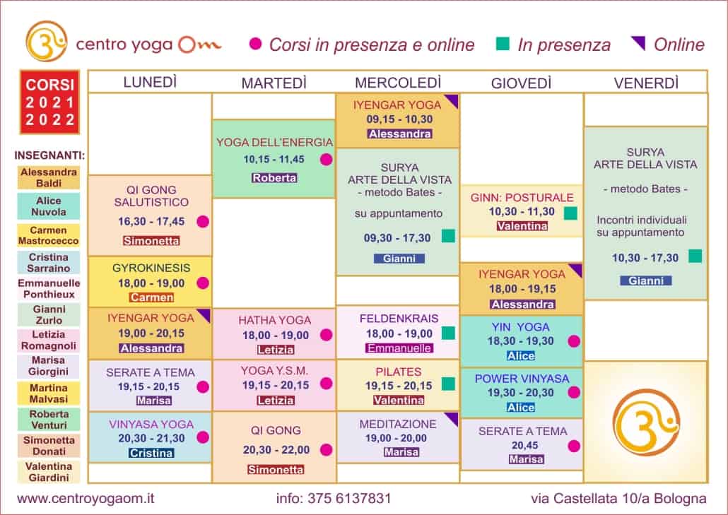 orari dei corsi del centro yoga a bologna