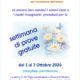 Locandina della promozione della settimana di prove gratuite di Yoga al Centro Yoga Om di Bologna, dal 1 al 7 Ottobre 2026, con fiori di loto e farfalle