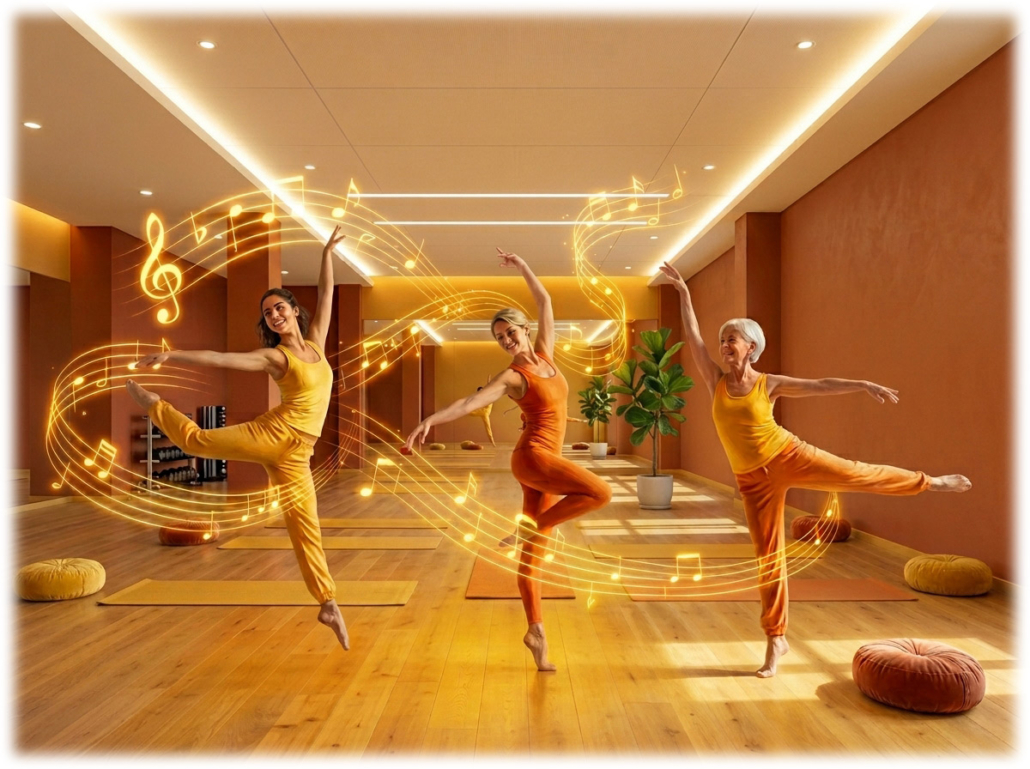 Corso Barre au sol al Centro Yoga Om di Bologna Tre donne di età diverse in movimento su base musicale, immagine rappresentativa del corso Barre au Sol al Centro Yoga Om di Bologna